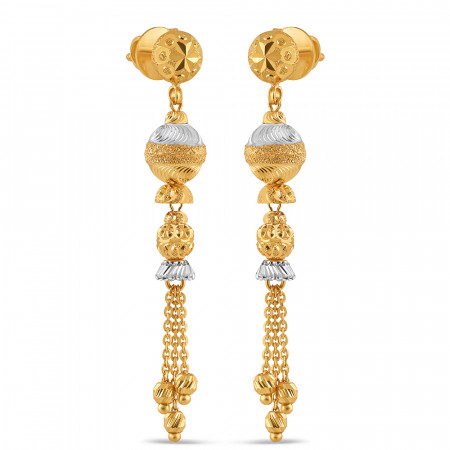 22ct Gold Drop Earring For Ladies | Rhodium Finish