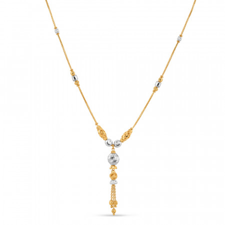 22ct Gold Fancy Choker Necklace | Rhodium Finish | 18 Inch