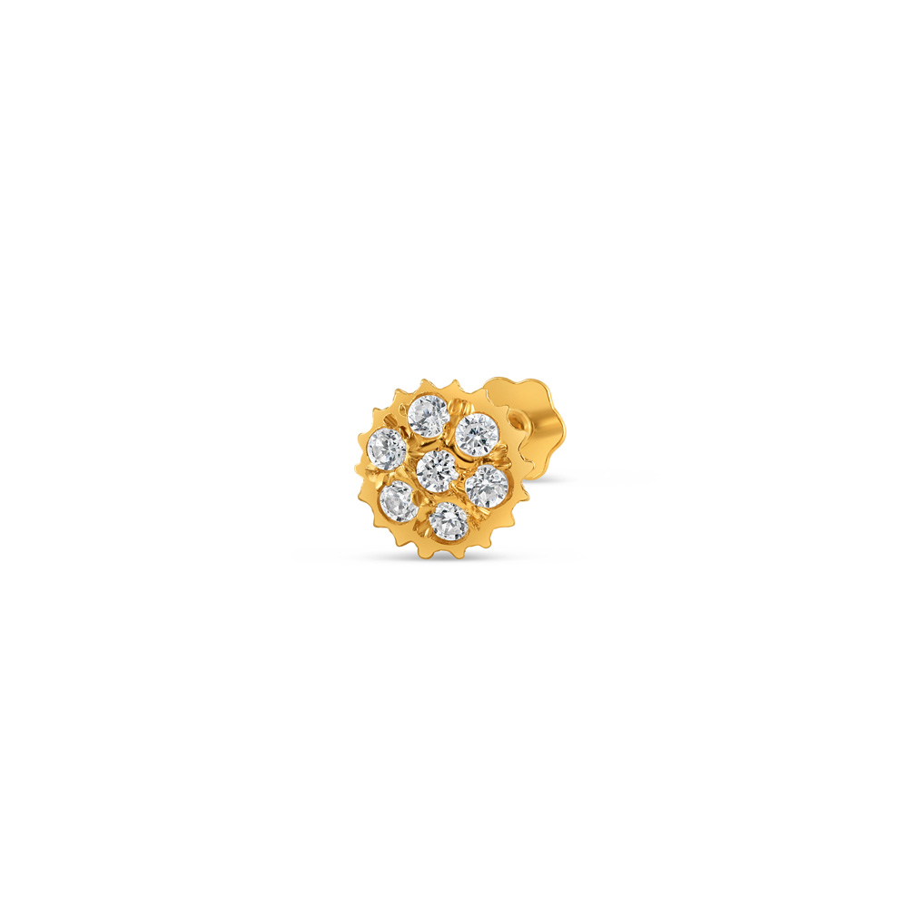 18ct Gold | CZ Nose Pin Stud | 5mm Thick | Purejewels