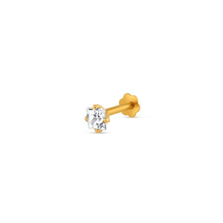 18ct Gold | Square CZ Nose Pin Stud | 3.2mm Thick