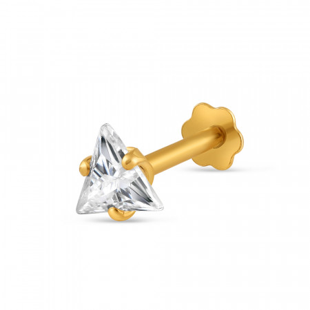 18ct Gold | Triangle CZ Nose Pin Stud | 3.8mm Thick