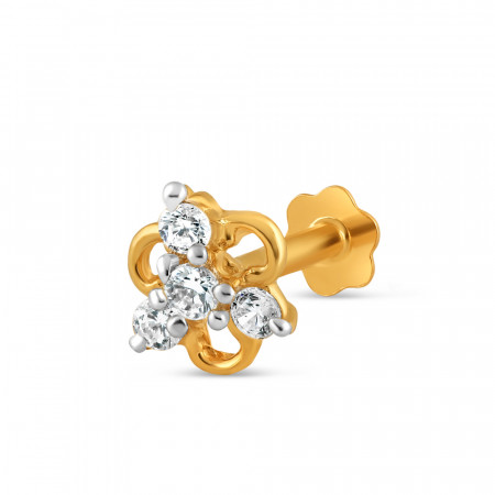 18 carat Gold | Fancy CZ Nose Pin Stud | 5.2 mm Diameter