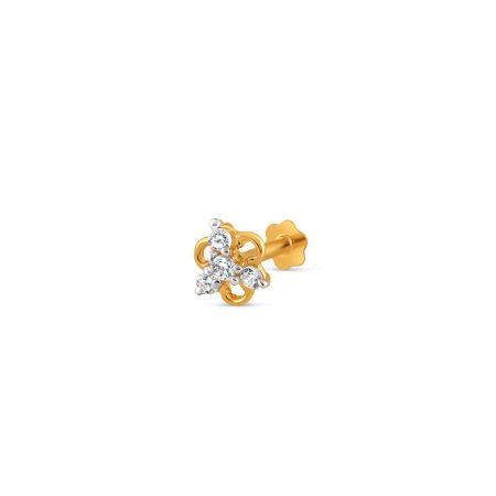 18 carat Gold | Fancy CZ Nose Pin Stud | 5.2 mm Diameter