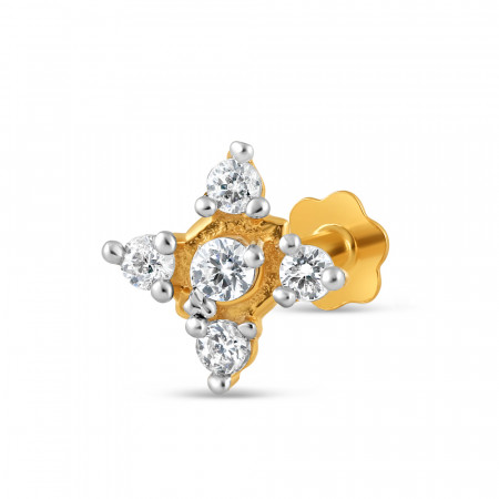 18 carat Gold | Fancy CZ Nose Pin Stud | 4.6 mm Diameter