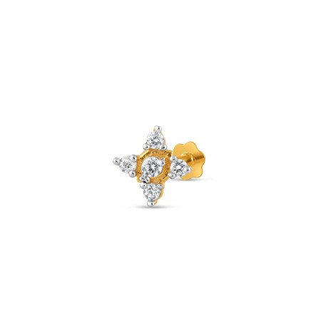 18 carat Gold | Fancy CZ Nose Pin Stud | 4.6 mm Diameter