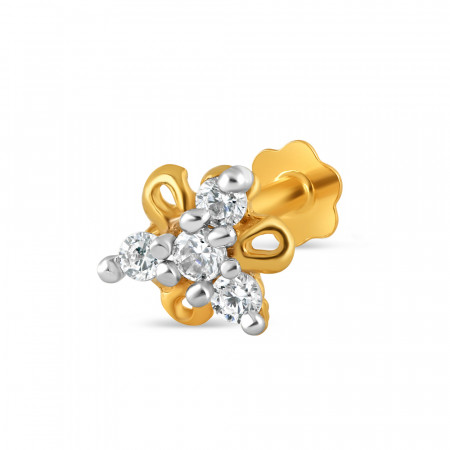 18ct Yellow Gold | CZ Nose Pin Stud | 4.8mm Diameter