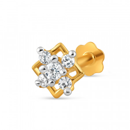 18ct Yellow Gold | CZ Nose Pin Stud | 4.8mm Diameter