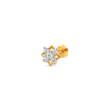 18 carat Gold | Fancy CZ Nose Pin Stud | 4.7 mm Diameter