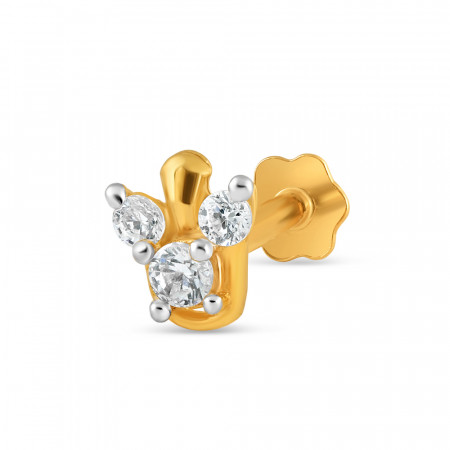 18ct Yellow Gold | CZ Nose Pin Stud | 4.8mm Diameter