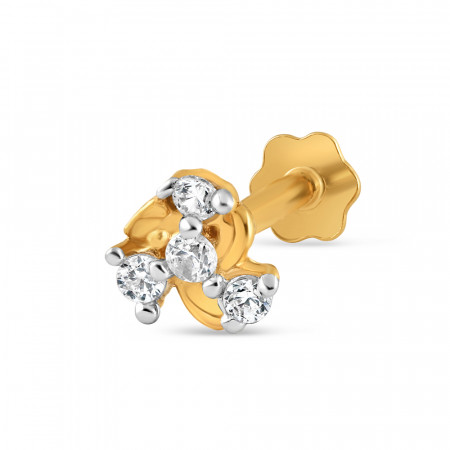 18ct Yellow Gold | CZ Nose Pin Stud | 4.8mm Diameter