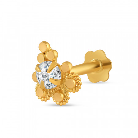 18 carat Gold | Fancy CZ Nose Pin Stud | 5 mm Diameter