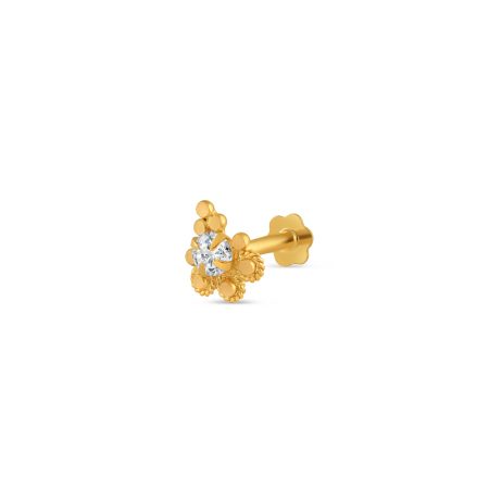 18 carat Gold | Fancy CZ Nose Pin Stud | 5 mm Diameter