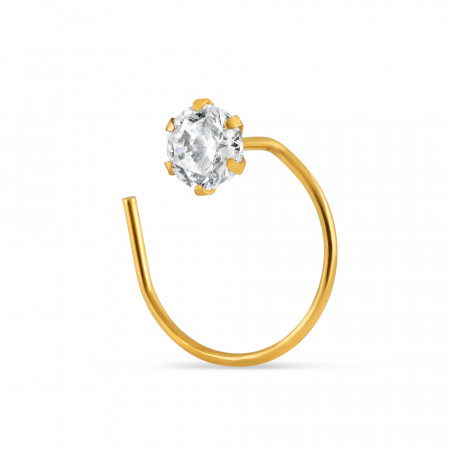 18ct Gold | CZ Stone | Nose Stud in Yellow Gold | 2.9mm Thick