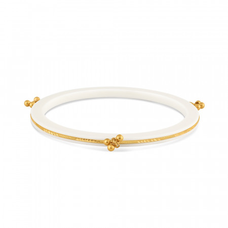 Gujarati Traditional Bangles in White Acrylic with Gold Inlay | Size 2.4