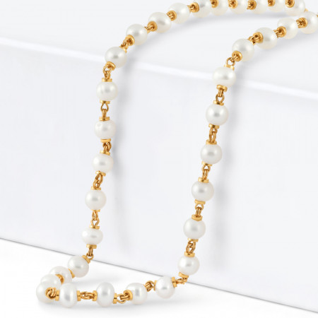 22ct Gold Pearl Chain for Ladies | 19 Inches | 3.8mm | Mediumweight
