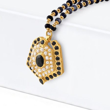 22ct Gold Sapphire Mala with Pendant | 16 Inches