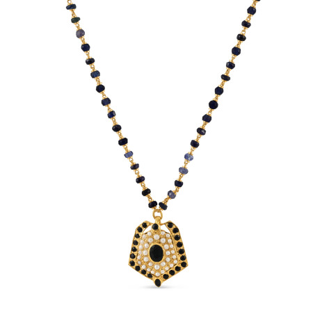 22ct Gold Sapphire Mala with Pendant | 16 Inches