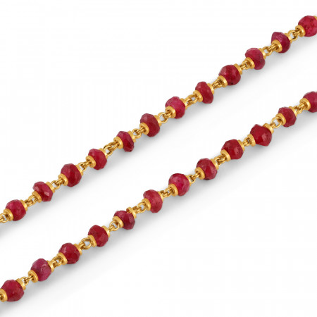 22ct Gold Ruby Beads Mala Necklaces for Ladies | 19 Inches