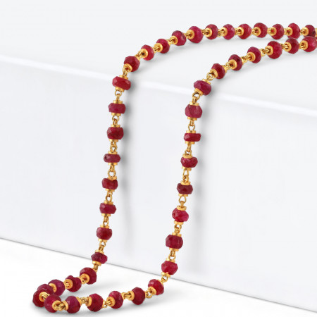22ct Gold Ruby Beads Mala Necklaces for Ladies | 19 Inches