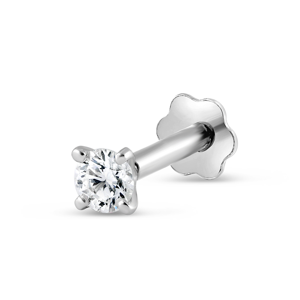 18ct White Gold Diamond Stud Nosepin | PureJewels UK