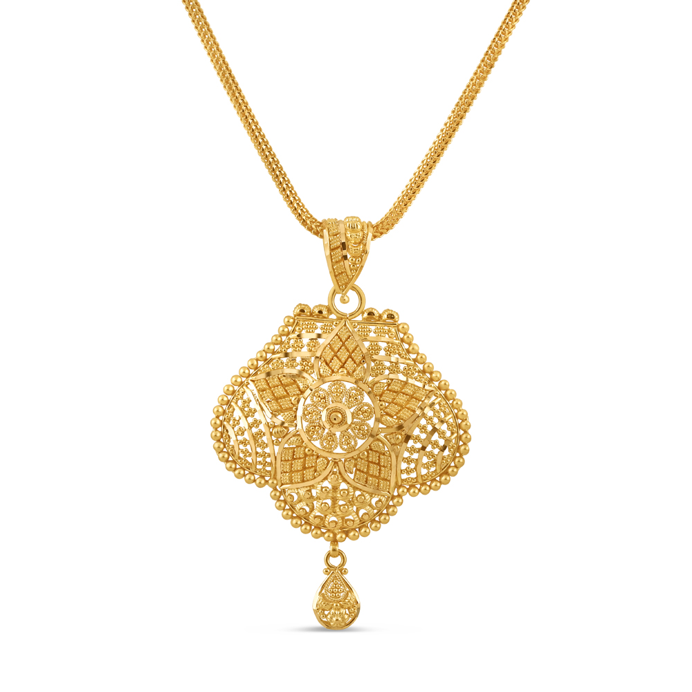 22ct Real Gold Pendant 2 Inches Jali Filigree Collection