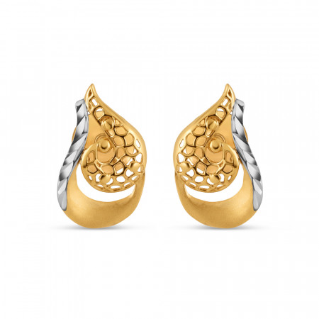 22ct Gold Curvy Petal Stud | Rhodium Finish