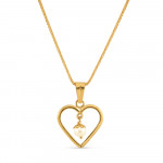 22ct Gold Pearl Pendant in Heart Shape
