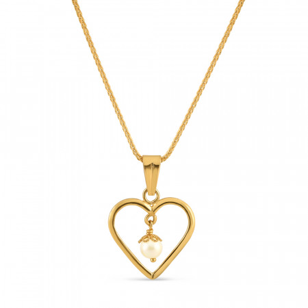 22ct Gold Pearl Pendant in Heart Shape