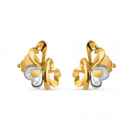 22ct Gold Fancy Floral Stud | Rhodium Finish