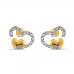 22ct Gold Heart Shaped Stud Earring | With CZ Stone