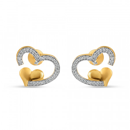 22ct Gold Heart Shaped Stud Earring | With CZ Stone