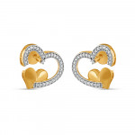 22ct Gold Heart Shaped Stud Earring | With CZ Stone