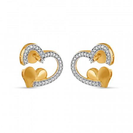 22ct Gold Heart Shaped Stud Earring | With CZ Stone