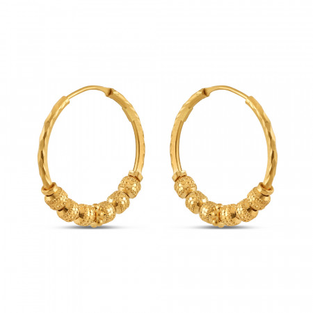 22ct Gold Beaded Hoop Earring