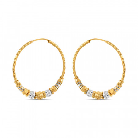 22ct Gold Designer Hoop Earring | Rhodium finish