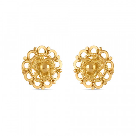 Round Shaped Gold Stud | Jali Collections