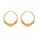 Yellow Gold Diamond Cut Hoop Earring
