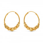 Yellow Gold Diamond Cut Hoop Earring