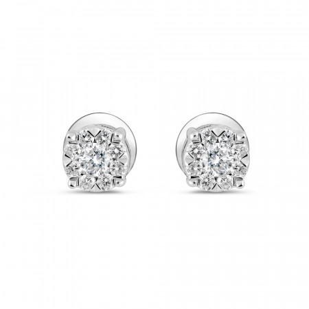 Round Shaped Stud in 18ct White Gold with Diamonds