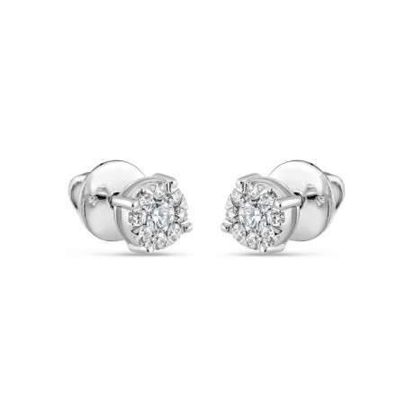 Round Shaped Stud in 18ct White Gold with Diamonds
