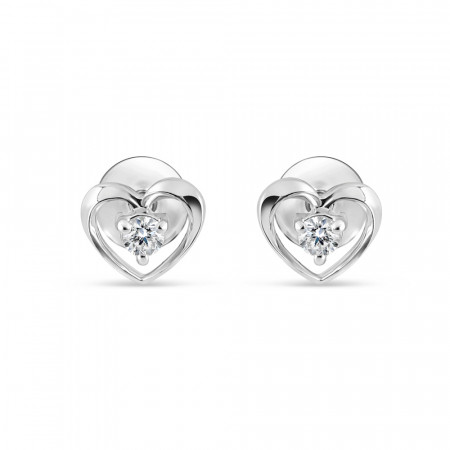 Stud Earring in 18ct White Gold with Diamonds