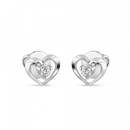 Stud Earring in 18ct White Gold with Diamonds