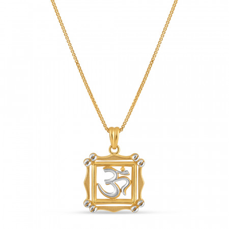 Gold OM Pendant with Rhodium Finish