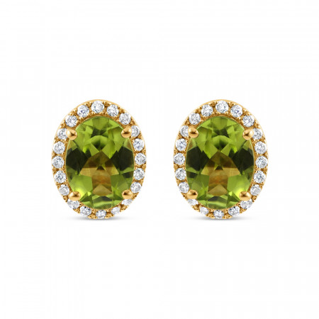 18ct Yellow Gold Diamond and Peridot Necklace | 18 Inches