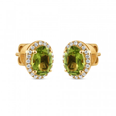 18ct Yellow Gold Diamond and Peridot Necklace | 18 Inches