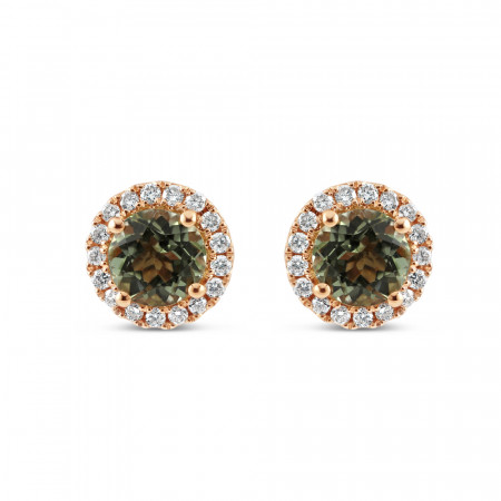 18ct Rose Gold Diamond and Green Tourmaline Necklace | 19 Inches