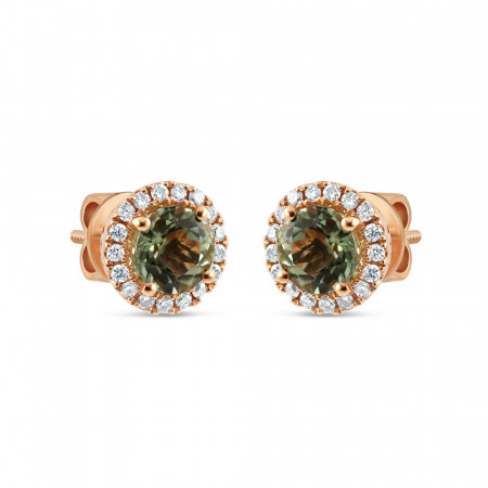 18ct Rose Gold Diamond and Green Tourmaline Necklace | 19 Inches