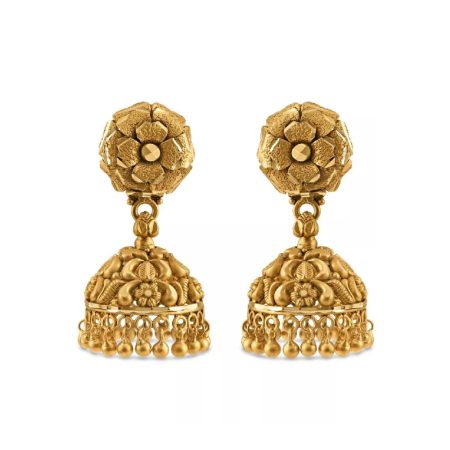 22ct Gold Antique Jhumkha Earring | Rosettes Collection