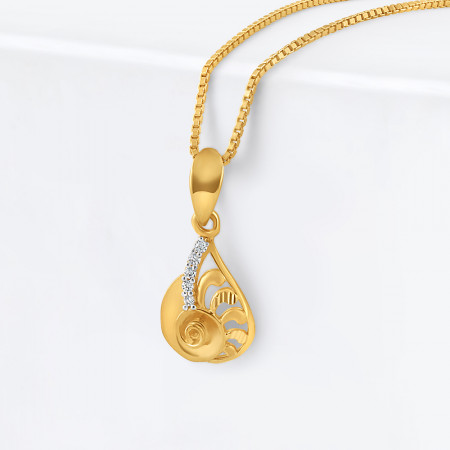 22ct Gold Single CZ Stone Pendant