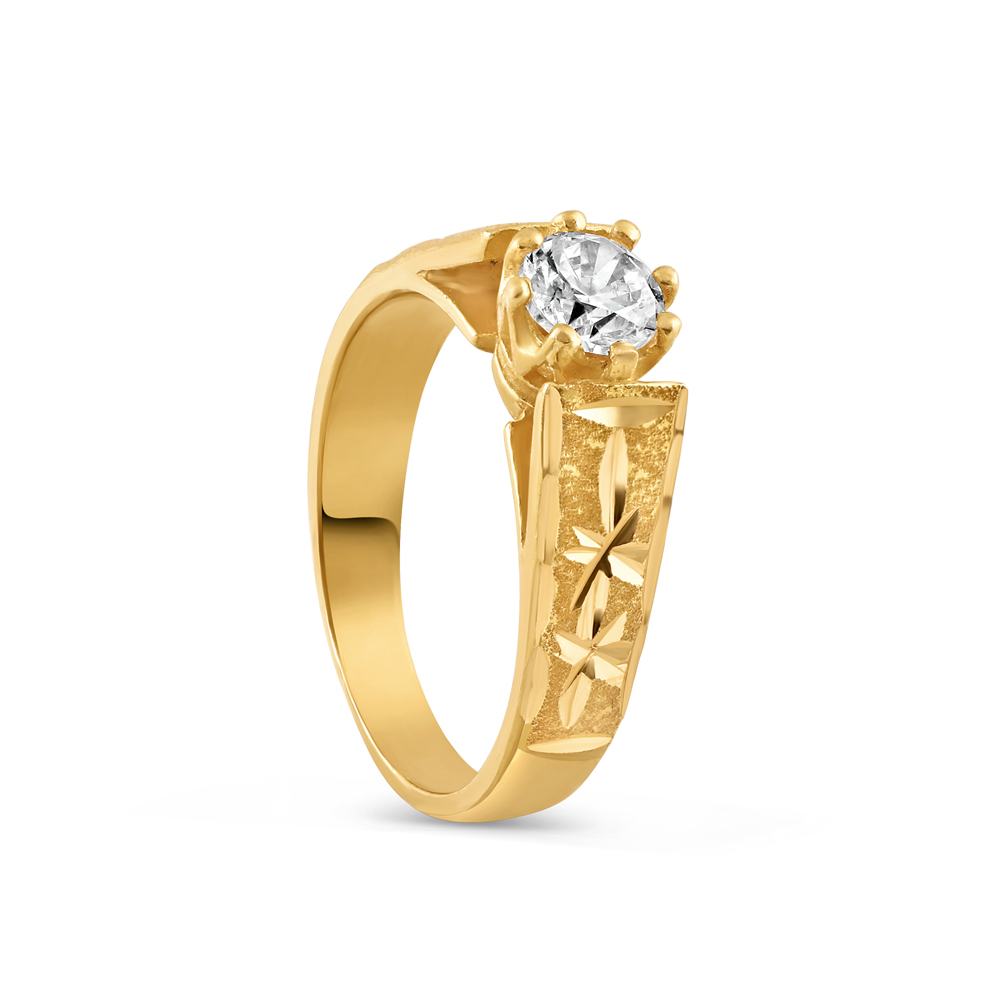 Get online Designer 24K Fancy Flower Party Wear Ring Traditional Gold Ring  For Girls & Women In American Diamond Cubic Zirconia Ring – Lady India